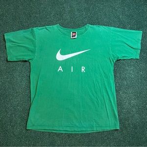 Vintage Nike Air Swoosh Y2K Spell out Faded Green T Shirt Size XL 23X28